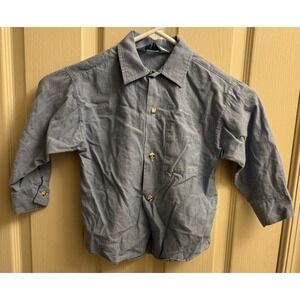 Vintage 90s Paradise‎ Park Button Up Long Sleeve Shirt Boys Size 4/5 Blue Rare